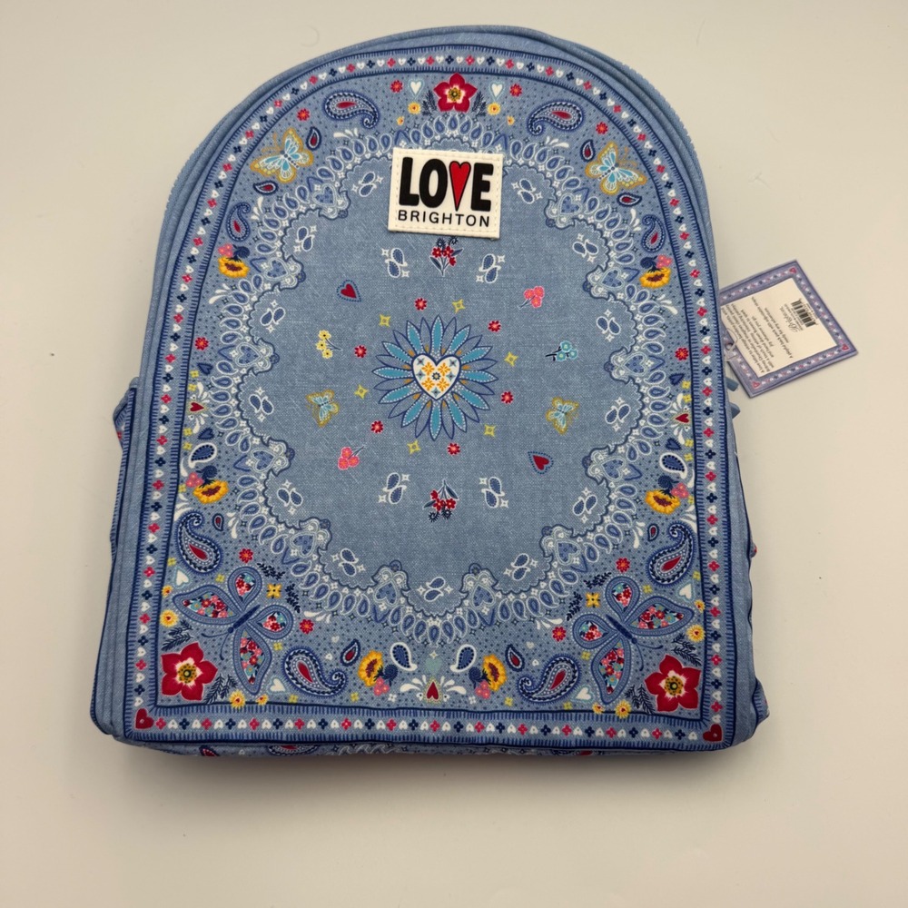 Brighton Bandana Love Backpack Blue Paisley Floral Britney Drumheller D30343 NEW